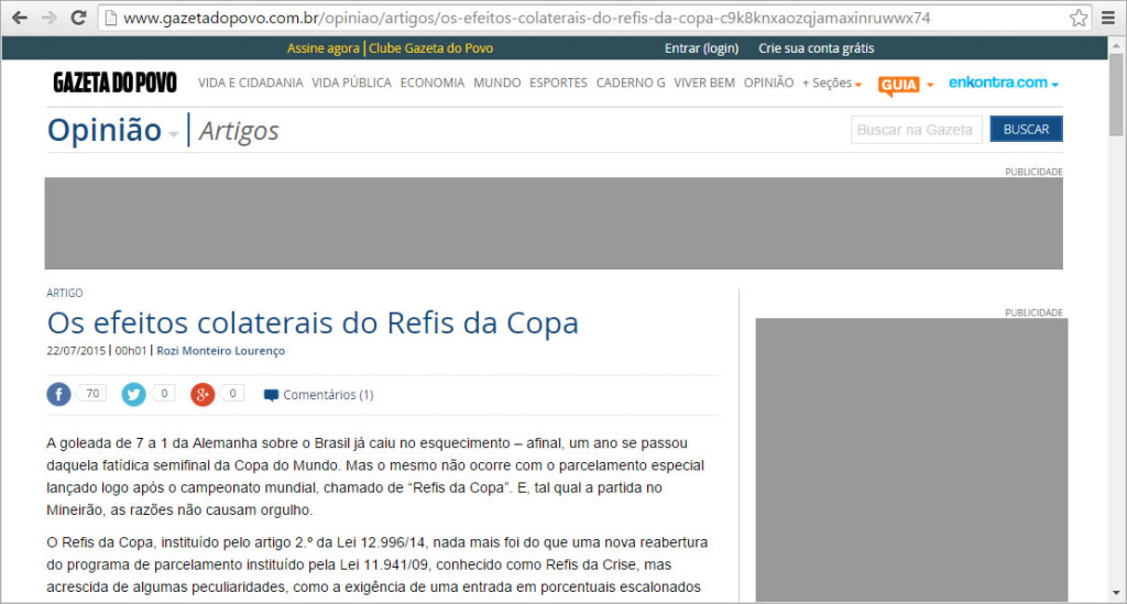Este artigo foi publicado na Gazeta do Povo, em 22/07/2015.
